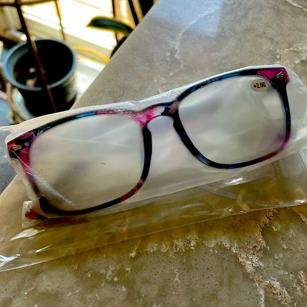 NEW 2.00 readers blue light lens multicolor pop of color soft bridge glasses